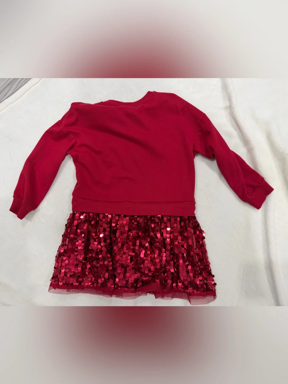 wonder nation Red Sequin Skirt Sweatshirt Dress
